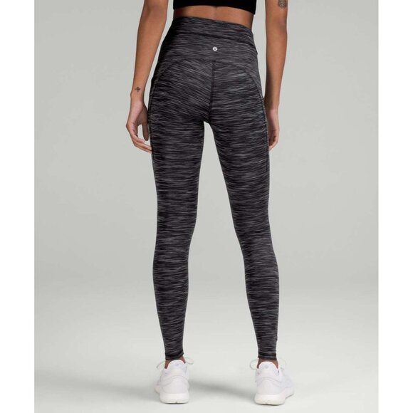 Lululemon Power Thru High Rise Tight Leggings 2 28" Heathered Black Pockets - Picture 1 of 11